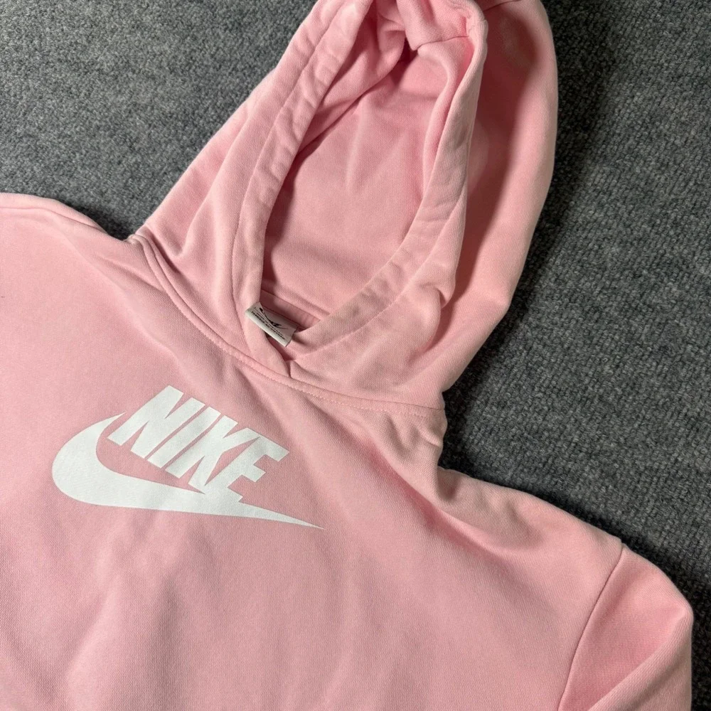 Nike Kids Big-Kids Pink Cropped Club Fleece‎ Hoodie L DC7210-690